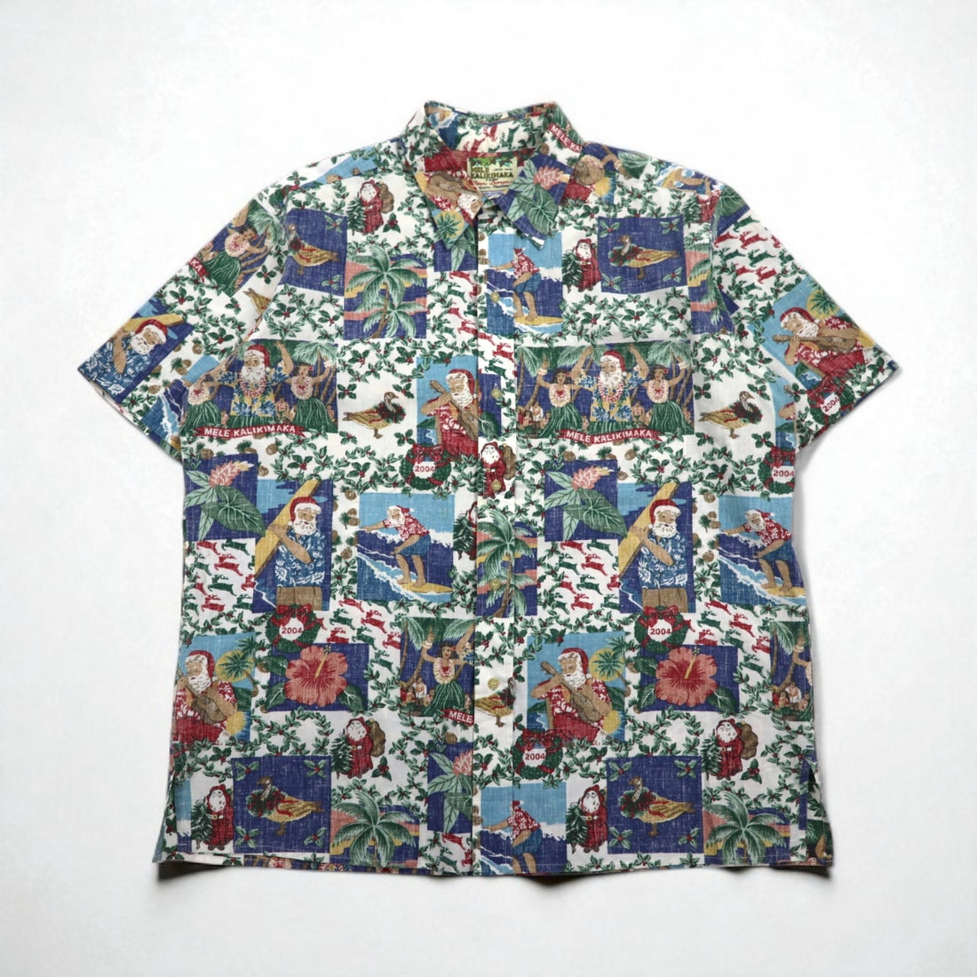 Reyn Spooner Hawaiian-Made MELE KALIMAKA Aloha Shirt, Box Shirt, XL, Multicolor, All-Over Print