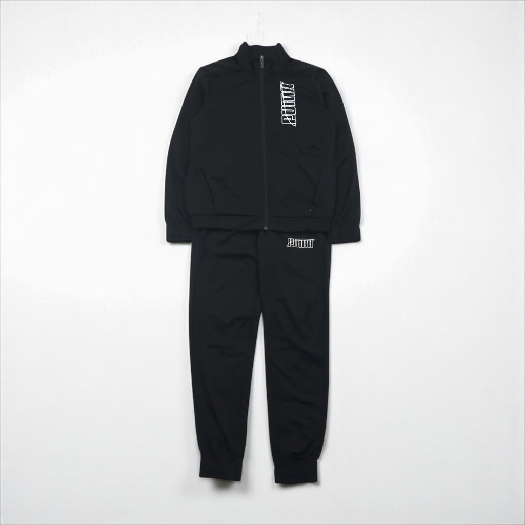PUMA Stand Collar Jersey Set, Size M, Black, Graphic, High Neck Jogger, 585325-01