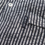 BLACK PIA 90s Linen Striped Shirt L Gray Black Flap Pocket Made in Japan