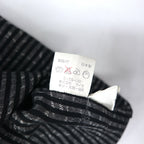 BLACK PIA 90s Linen Striped Shirt L Gray Black Flap Pocket Made in Japan