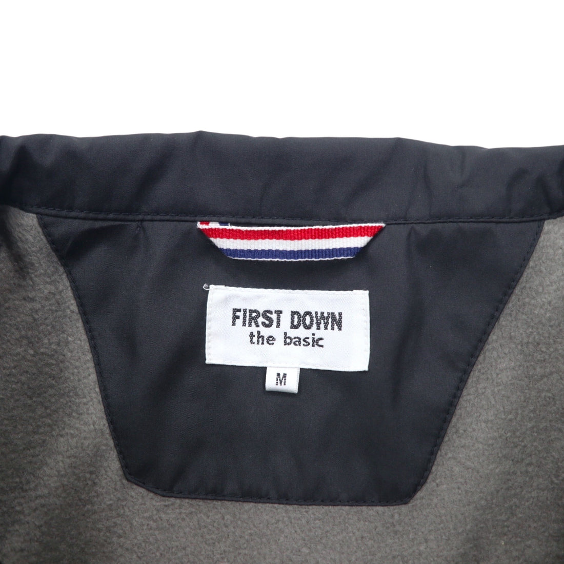 FIRST DOWN ナイロンジャケット M ブラック ポリエステル フリースライナー ドローコード