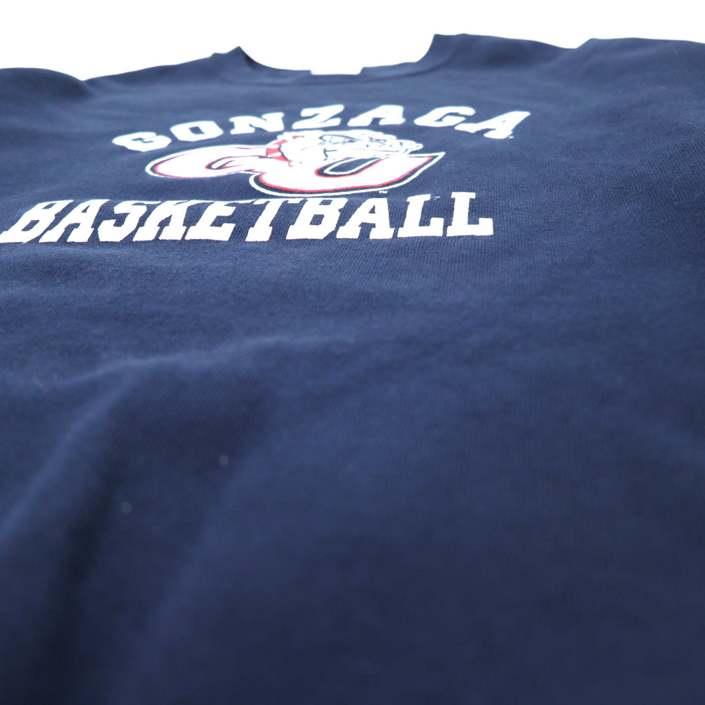 The Cotton Exchange USA Made 90s College Print Sweatshirt XL Navy Cotton GONZA BASKETBALL Arch Logo