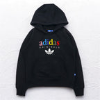 adidas originals トレフォイルロゴ プリント パーカー XL ブラック 裏起毛 AY6630