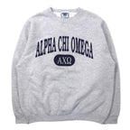 日本然リトテ-古着オンライン-Lee USA製 90年代 ULTRAWEIGHT カレッジ プリント スウェット L グレー コットン 裏起毛 ALPHA CHI OMEGA アーチロゴ-Lee USA Made 90's ULTRAWEIGHT College Print Sweatshirt L Gray Cotton brushed lining ALPHA CHI OMEGA Arch Logo
