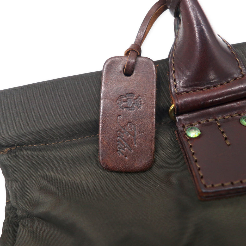 Felisi Large Helmet Bag Tote Bag Khaki Nylon Leather Handle 9328 Made in Italy