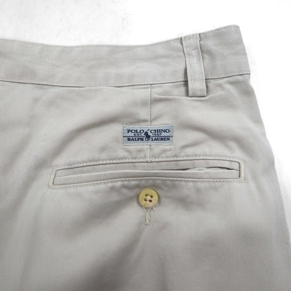 POLO RALPH LAUREN 90s Polo Chino Pants, Double-Tuck Wide Leg, Size M, Beige, Cotton