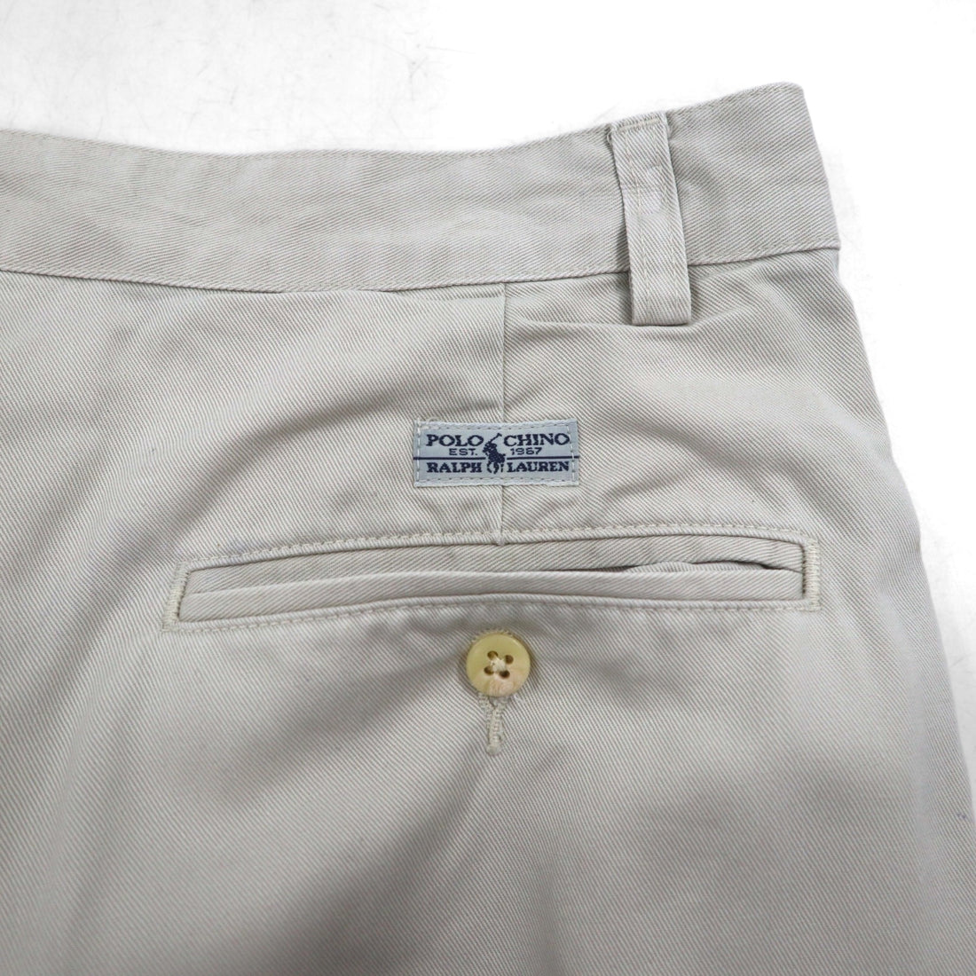 POLO RALPH LAUREN 90s Polo Chino Pants, Double-Tuck Wide Leg, Size M, Beige, Cotton