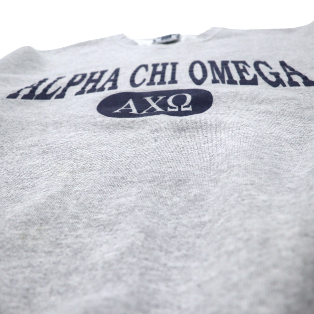 Lee USA Made 90s ULTRAWEIGHT College Print Sweatshirt L Grey Cotton Fleece Lining ALPHA CHI OMEGA Arch Logo