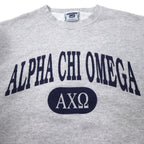 Lee USA Made 90s ULTRAWEIGHT College Print Sweatshirt L Grey Cotton Fleece Lining ALPHA CHI OMEGA Arch Logo