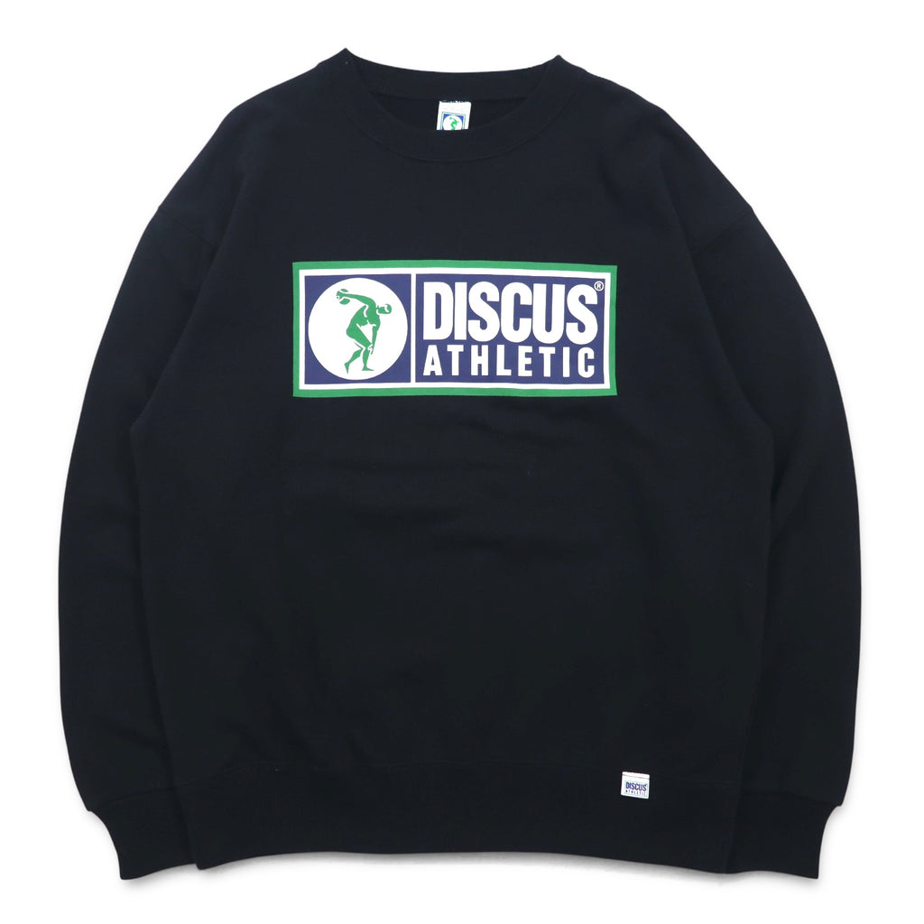 DISCUS ATHLETIC Crewneck Sweatshirt M Black Cotton Logo Print