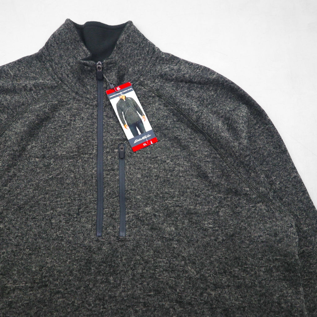Eddie Bauer ハーフジップ フリースジャケット XL グレー RADIATOR SWEATER FLEECE 1/4 ZIP 未使用品