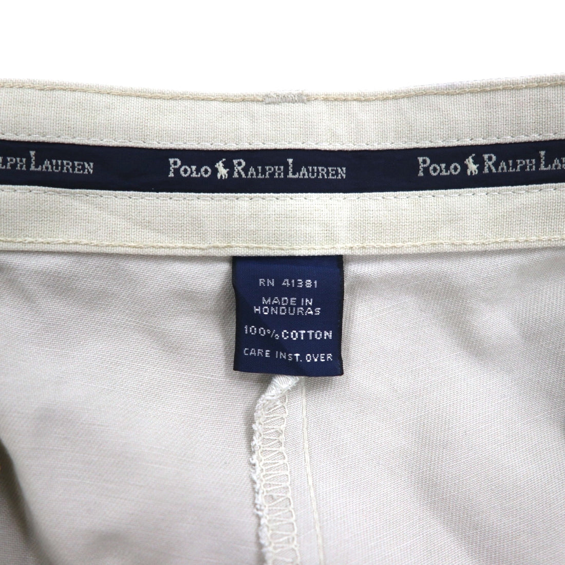 POLO RALPH LAUREN 90s Polo Chino Pants, Double-Tuck Wide Leg, Size M, Beige, Cotton