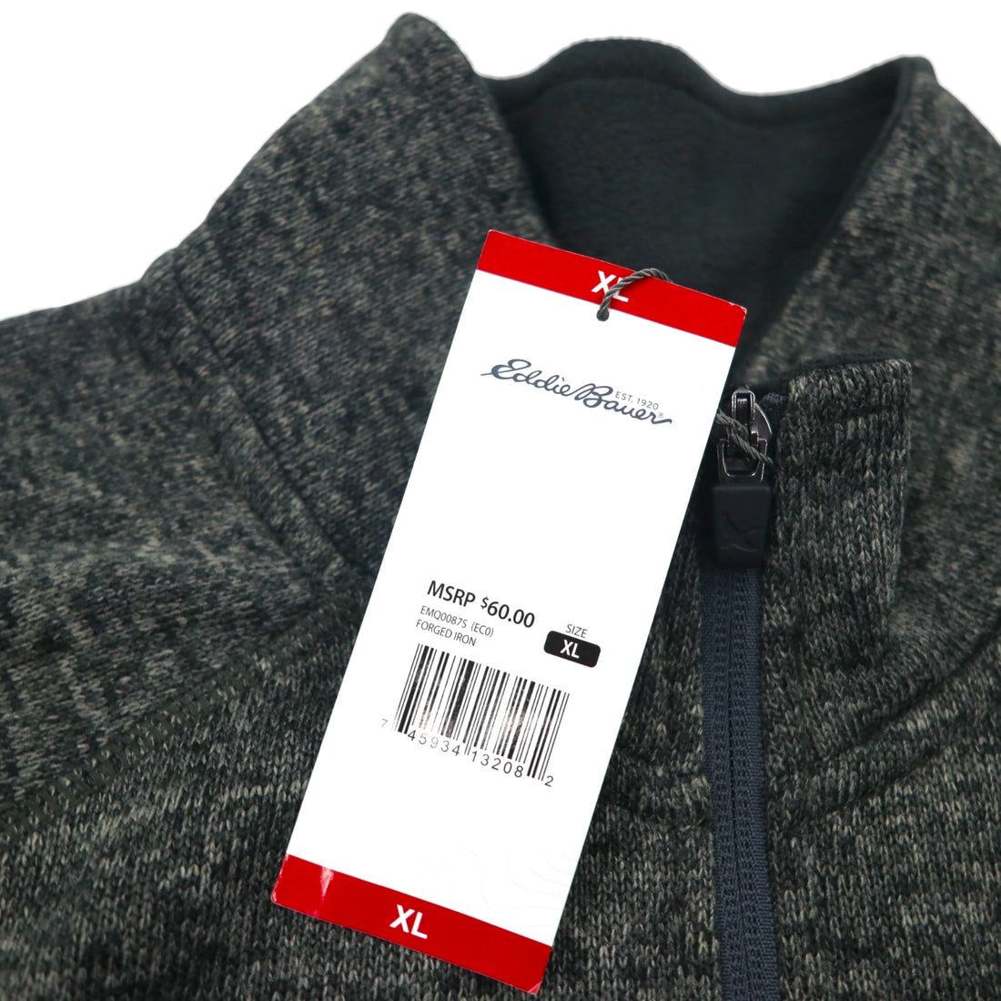 Eddie Bauer ハーフジップ フリースジャケット XL グレー RADIATOR SWEATER FLEECE 1/4 ZIP 未使用品