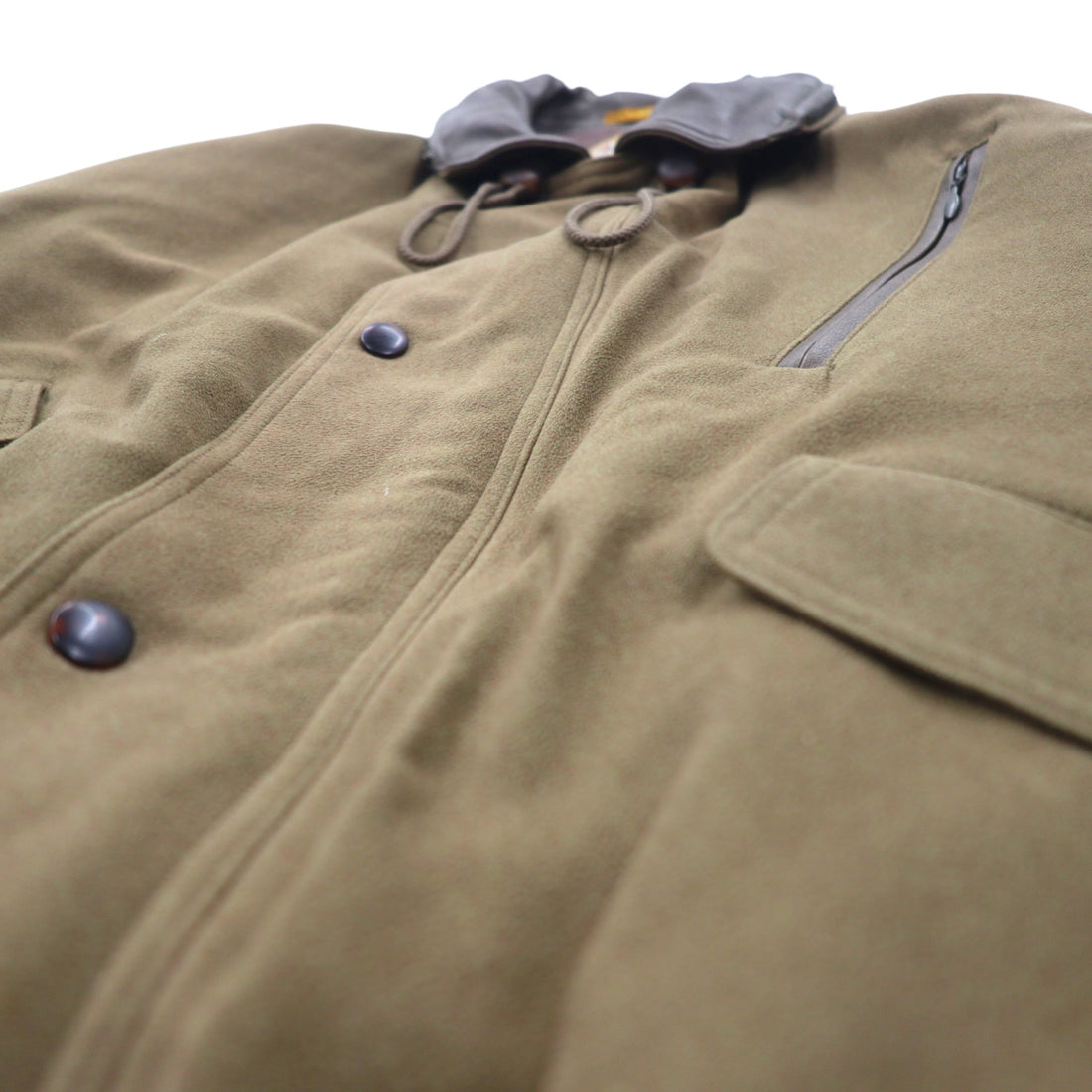 LANCEL Old Different Material Flight Jacket Bomber Jacket Blouson M Brown Polyester Retractable Hood Made in Japan