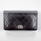 CHANEL 2.55ライン マトラッセ 財布 ブラック レザー キルティング ターンロック フランス製