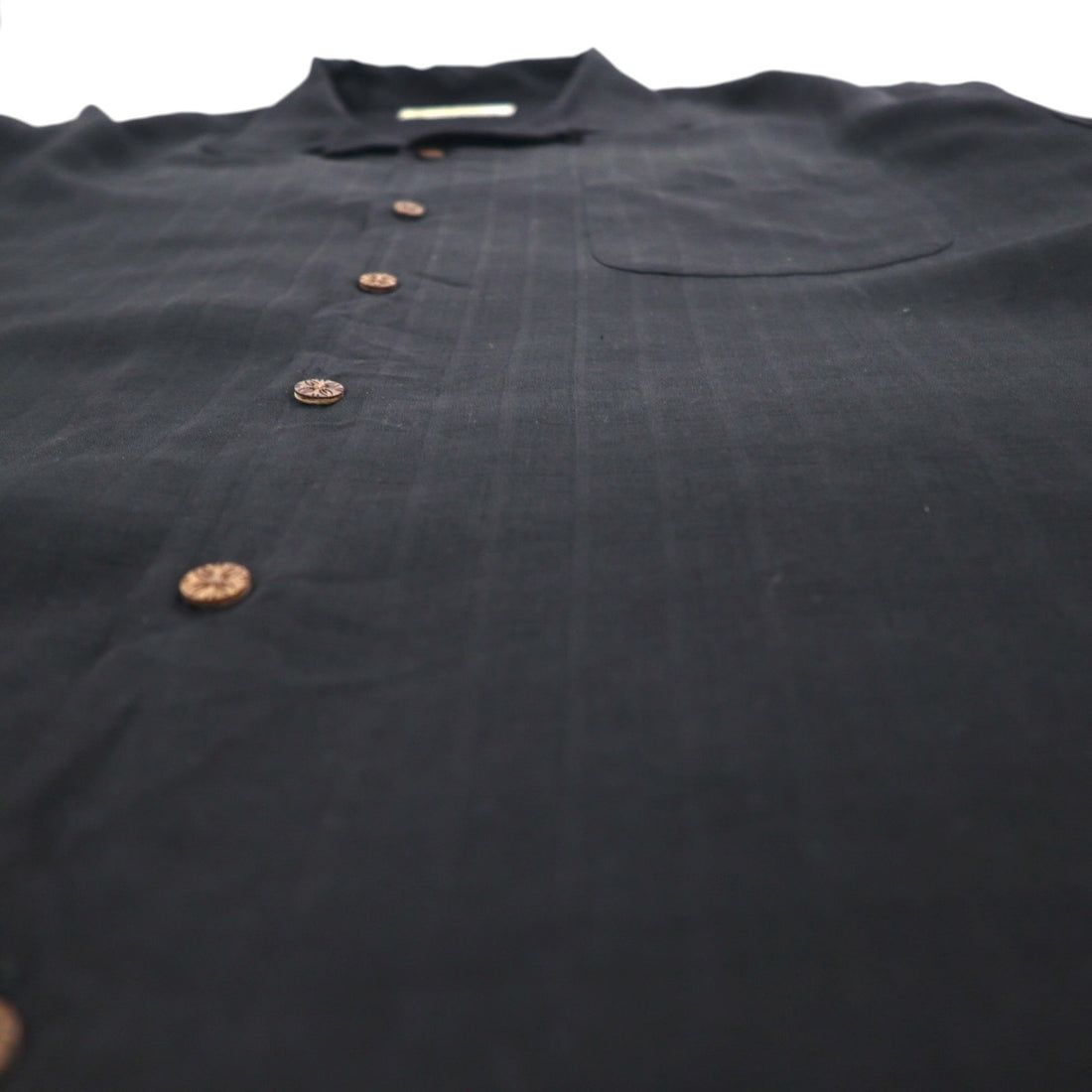 Tommy Bahama シルク 半袖 オープンカラーシャツ 開襟 ボックスシャツ XL ブラック バックロゴ刺繍