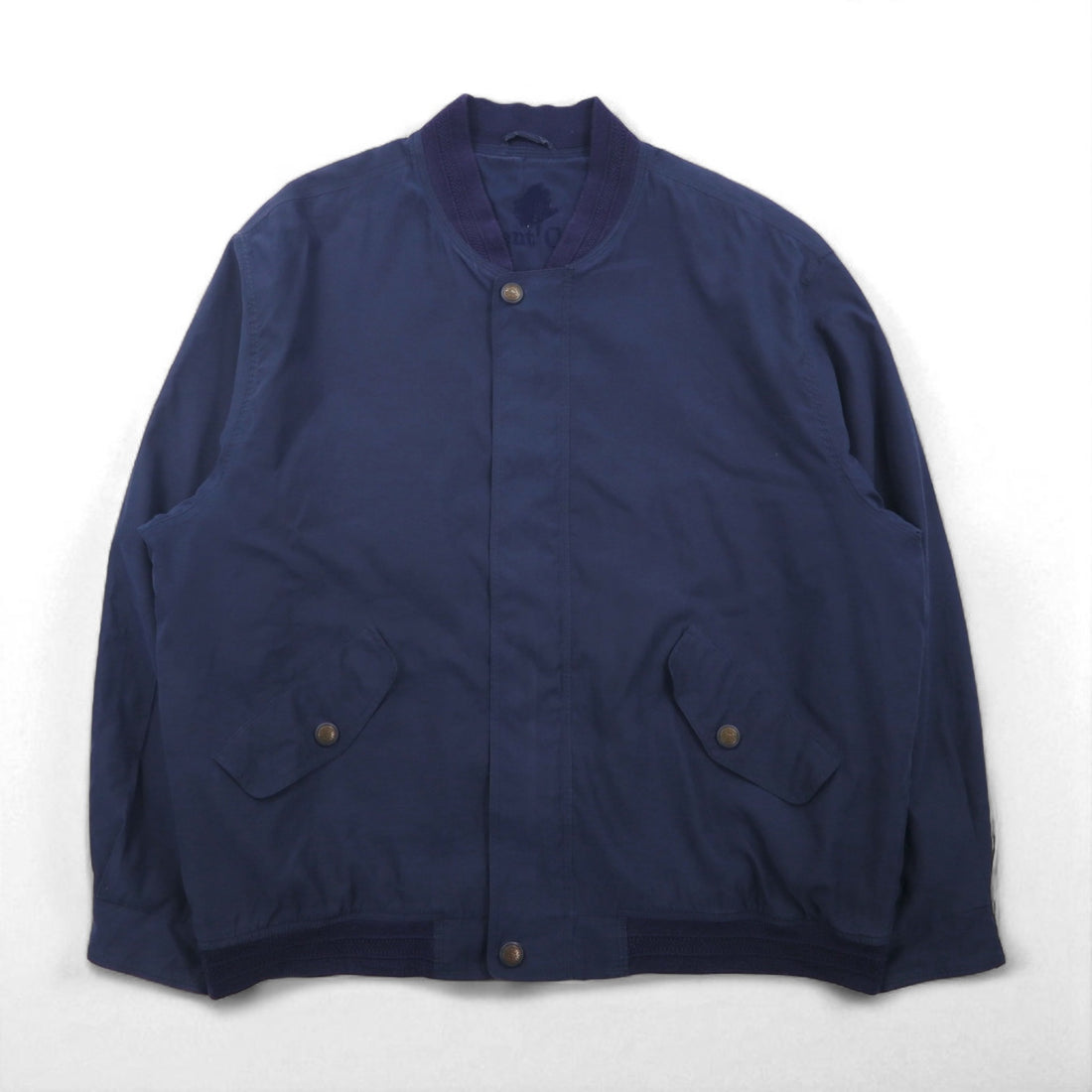 90s Vintage Bomber Jacket, 90s Peach Skin Swing Top Harrington Jacket, Navy, XL, Laurent Cerrer
