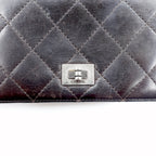 CHANEL 2.55ライン マトラッセ 財布 ブラック レザー キルティング ターンロック フランス製