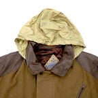 LANCEL Old Different Material Flight Jacket Bomber Jacket Blouson M Brown Polyester Retractable Hood Made in Japan