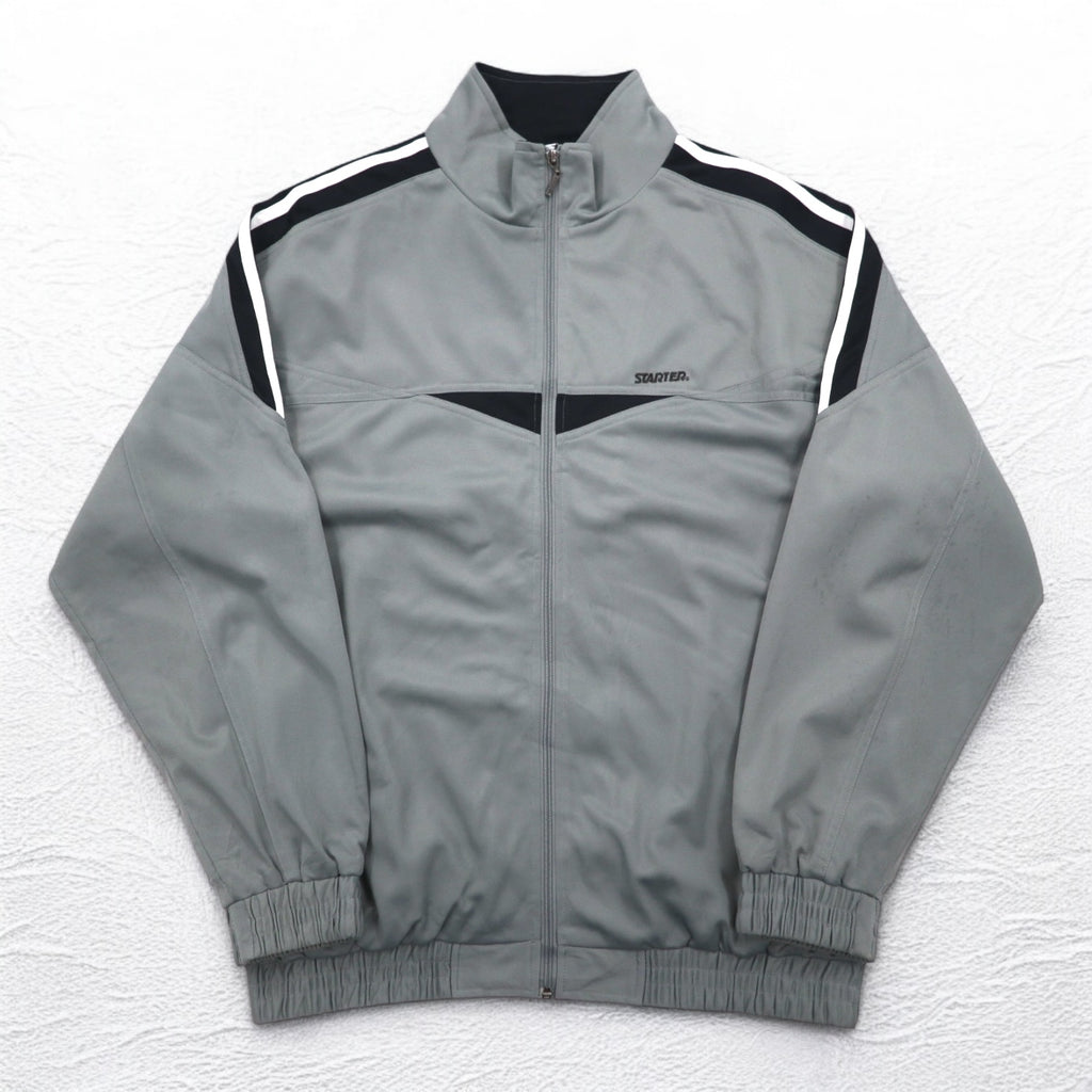 STARTER 90s Track Jacket Jersey XL Gray Side Line Stand Collar High Neck