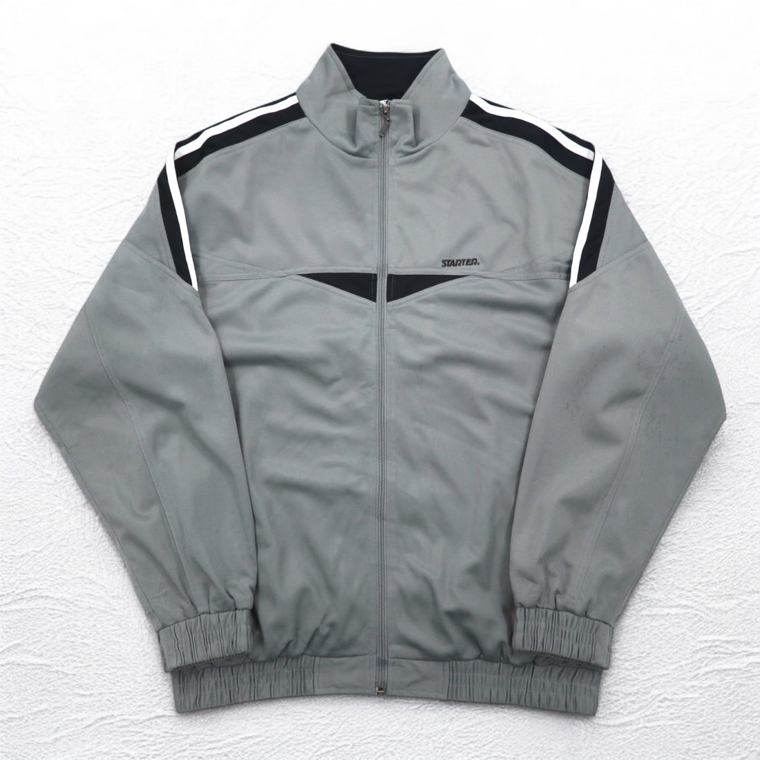 STARTER 90s Track Jacket Jersey XL Gray Side Line Stand Collar High Neck