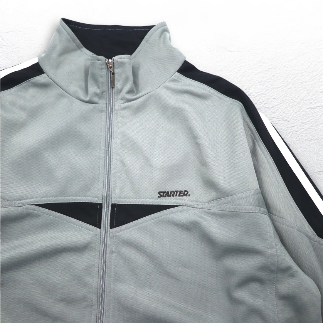 STARTER 90s Track Jacket Jersey XL Gray Side Line Stand Collar High Neck