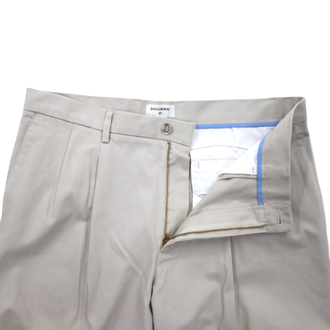 DOCKERS (Levi's) Tucked Wide Chino Pants, Size 36, Beige, Cotton, Classic Fit, Center Press.