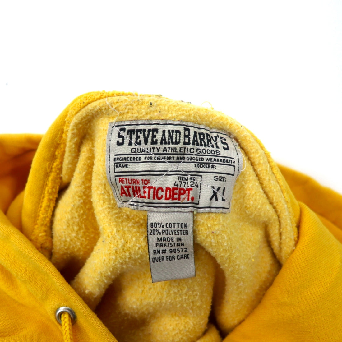 STEVE AND BARRY'S Reverse Weave Pullover Hoodie XL Yellow Cotton College MICHIGAN Arch Logo Big Size