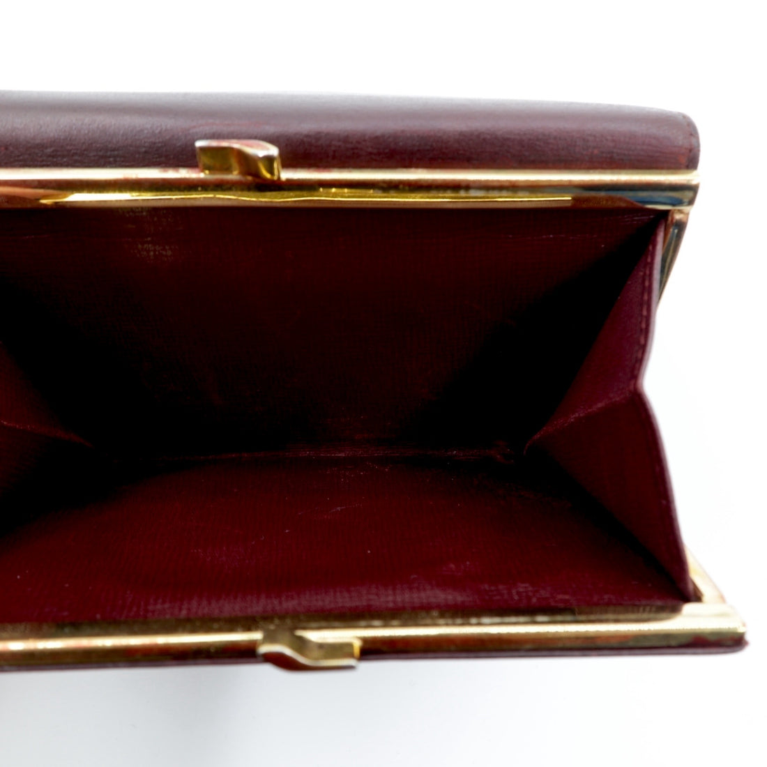 Cartier マストライン がま口 3つ折り財布 ボルドー レザー オールド