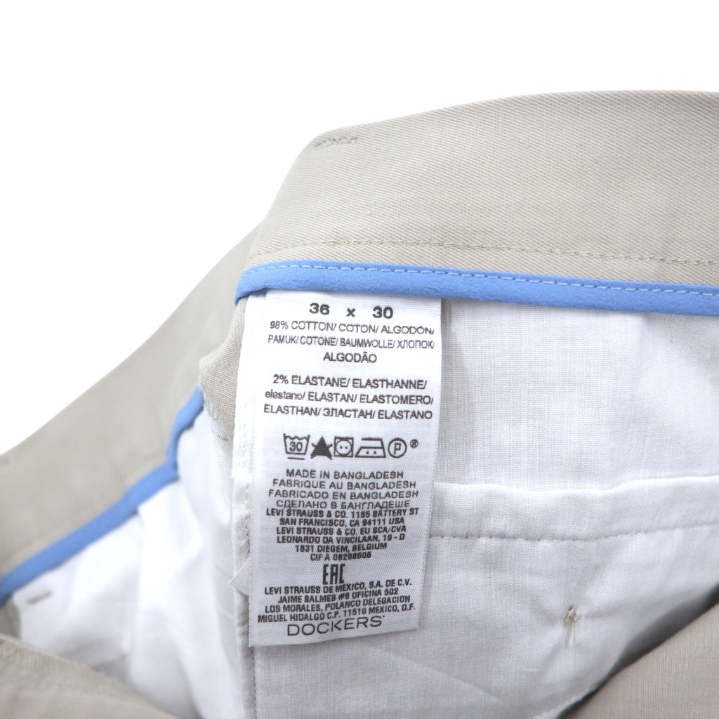 DOCKERS (Levi's) Tucked Wide Chino Pants, Size 36, Beige, Cotton, Classic Fit, Center Press.
