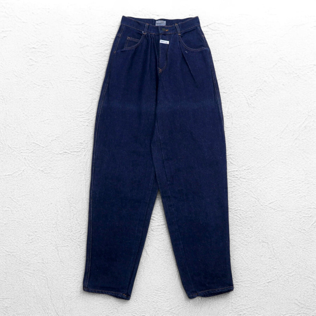 MARITHE + FRANCOIS GIRBAUD Made in France 80s Reproduction jeans High waist wide tapered denim pants S Indigo Blue Cotton