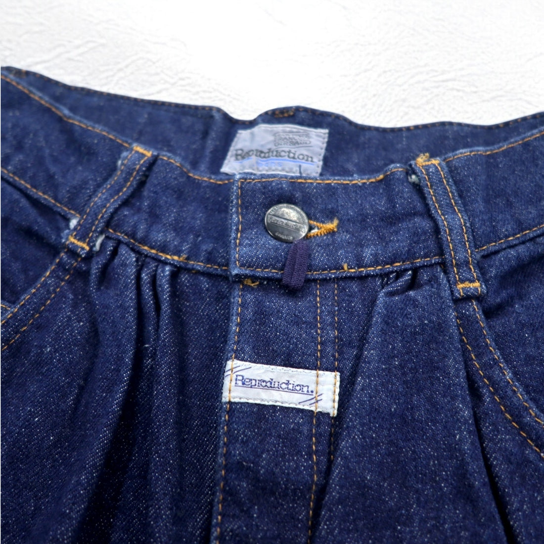 MARITHE + FRANCOIS GIRBAUD Made in France 80s Reproduction jeans High waist wide tapered denim pants S Indigo Blue Cotton