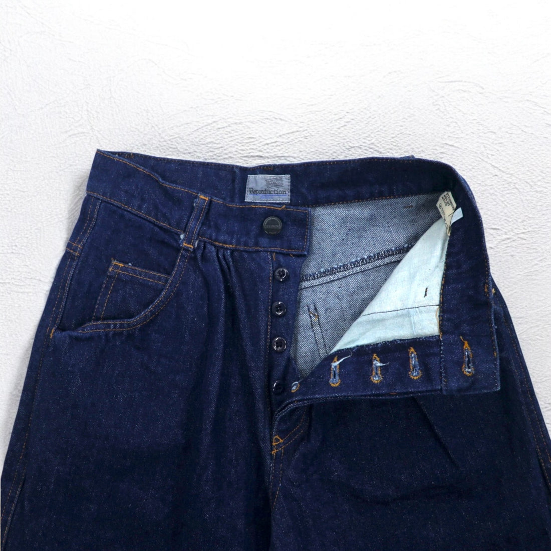 MARITHE + FRANCOIS GIRBAUD Made in France 80s Reproduction jeans High waist wide tapered denim pants S Indigo Blue Cotton
