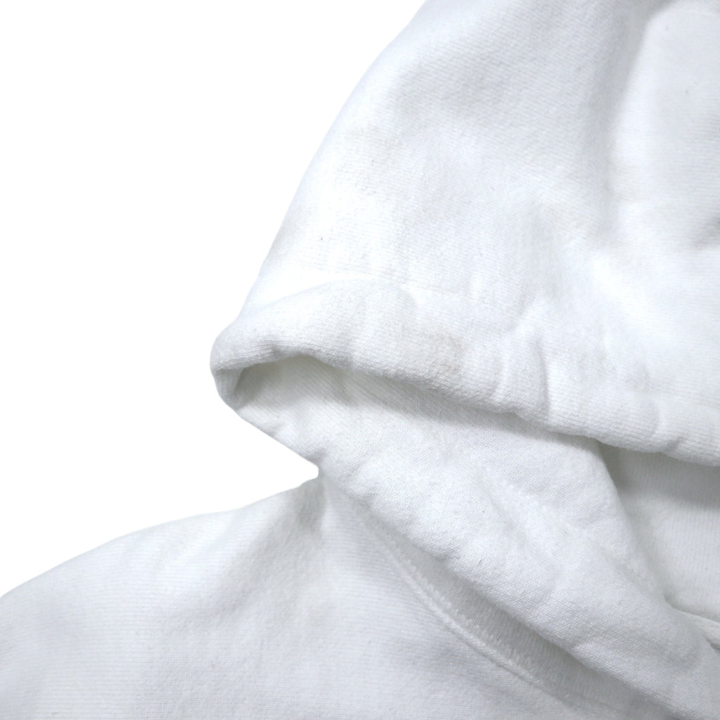 Champion Reverse Weave Pullover Hoodie XL White Cotton Blue Single Tag Reprint REVERSE WEAVE GF68WHC Made in Honduras