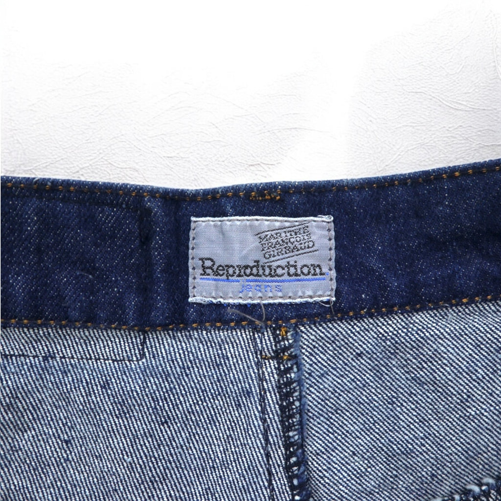 MARITHE + FRANCOIS GIRBAUD Made in France 80s Reproduction jeans High waist wide tapered denim pants S Indigo Blue Cotton