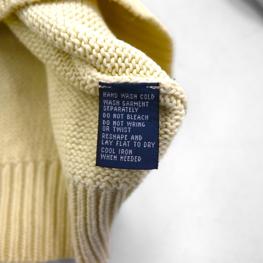 Polo Ralph Lauren 90s V-neck low-gauge cotton knit sweater, size XL, with small pony embroidery