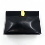 Salvatore Ferragamo 2WAY ショルダーバッグ クラッチバッグ ヴァラ リボン ブラック レザー D210588