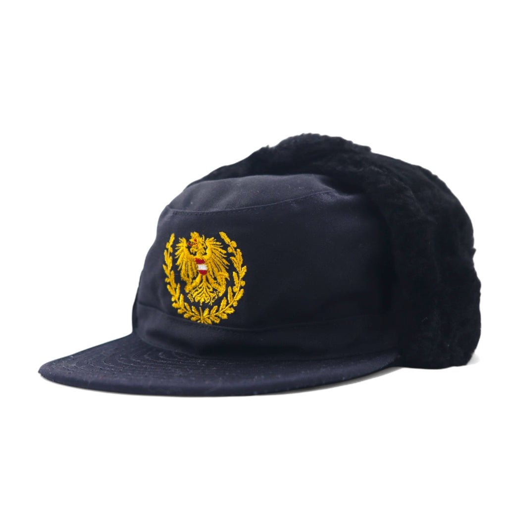 SLAMA-WIEN Australian Military Flight Cap Bomber Cap 54 Black Cotton Polyester Earflaps Earmuffs Military