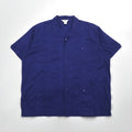 80s SUPREME Open Collar Cuban Shirt, Size 2XL, Navy, Polyester and Cotton