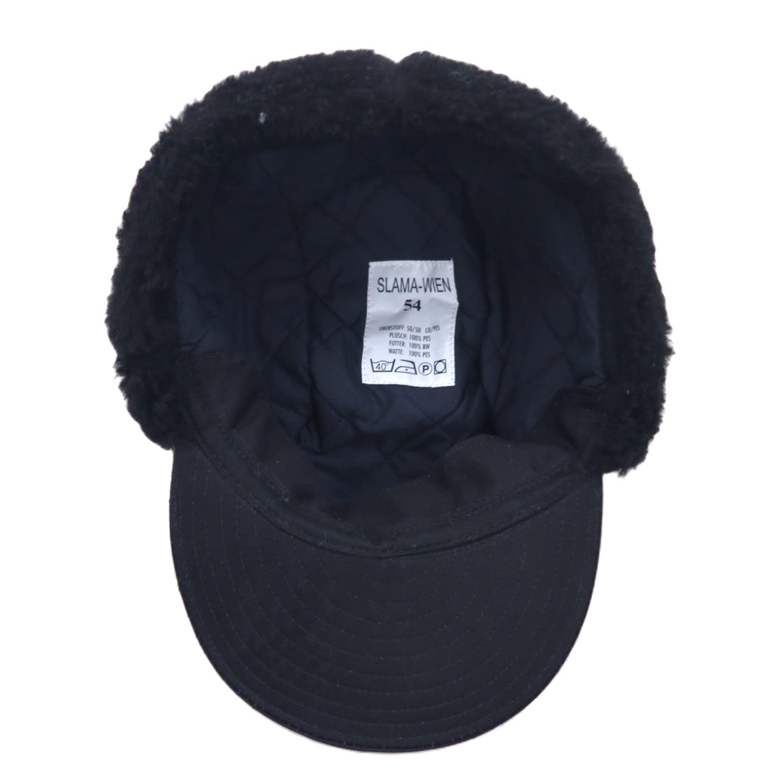 SLAMA-WIEN Australian Military Flight Cap Bomber Cap 54 Black Cotton Polyester Earflaps Earmuffs Military