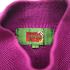 KENZO GOLF 90s mock neck high gauge knit sweater S purple wool one point logo embroidery made in Japan