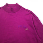 KENZO GOLF 90s mock neck high gauge knit sweater S purple wool one point logo embroidery made in Japan