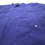 80s SUPREME Open Collar Cuban Shirt, Size 2XL, Navy, Polyester and Cotton