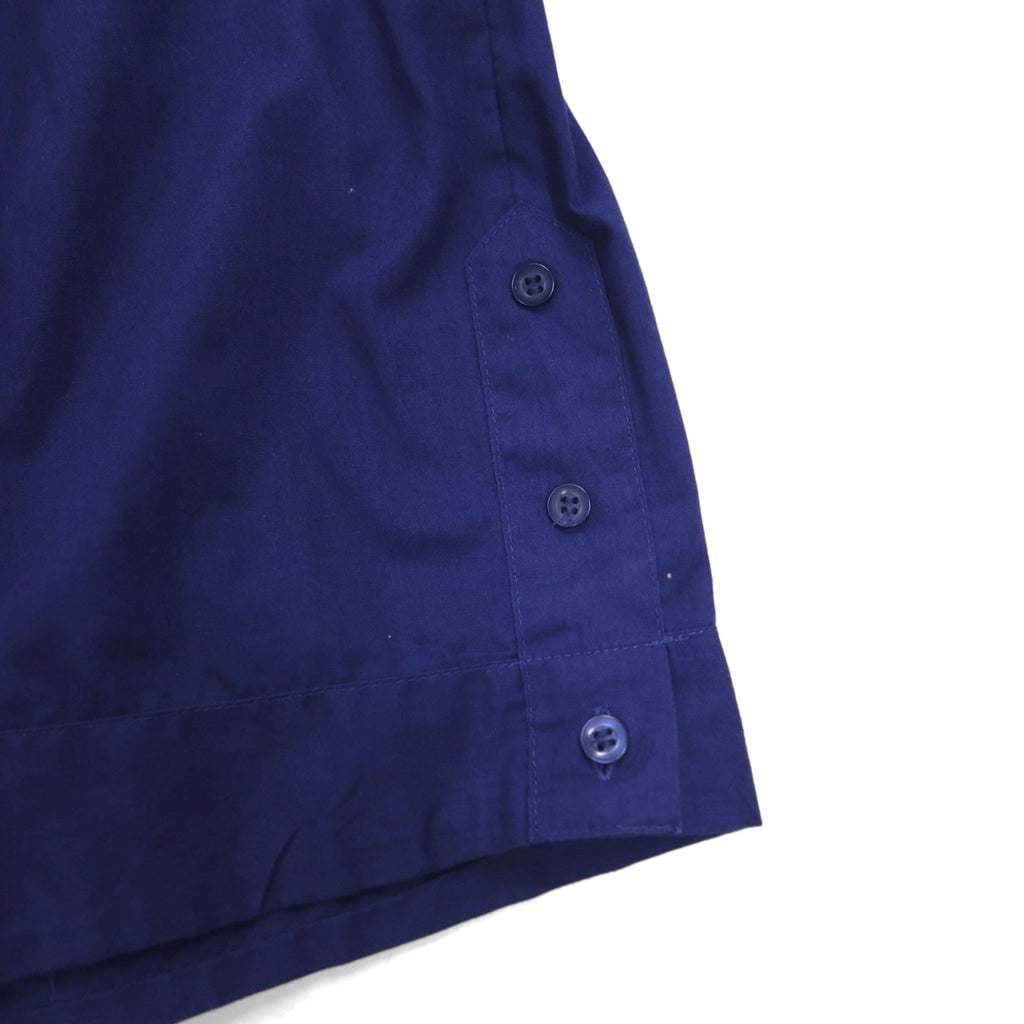 80s SUPREME Open Collar Cuban Shirt, Size 2XL, Navy, Polyester and Cotton