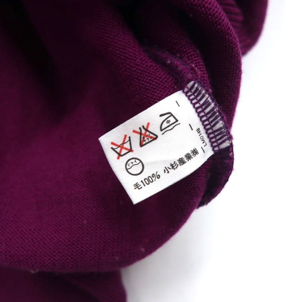 KENZO GOLF 90s mock neck high gauge knit sweater S purple wool one point logo embroidery made in Japan