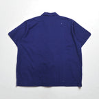 80s SUPREME Open Collar Cuban Shirt, Size 2XL, Navy, Polyester and Cotton
