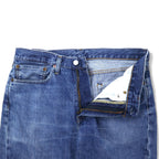 Levi's PREMIUM Big E Denim Pants W88 Blue Cotton Zipper Fly Leather Patch Button Back 8520