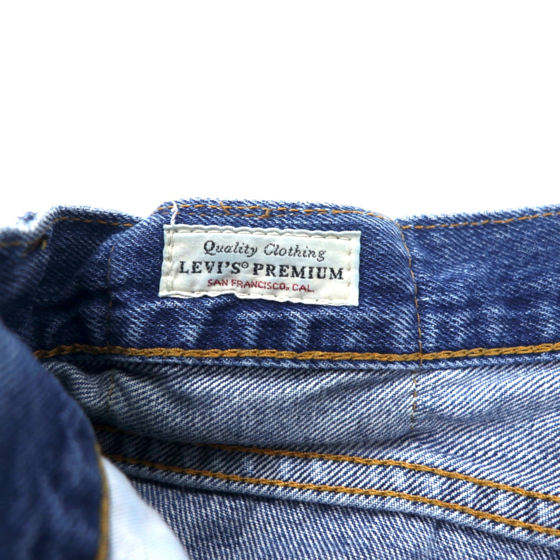Levi's PREMIUM Big E Denim Pants W88 Blue Cotton Zipper Fly Leather Patch Button Back 8520