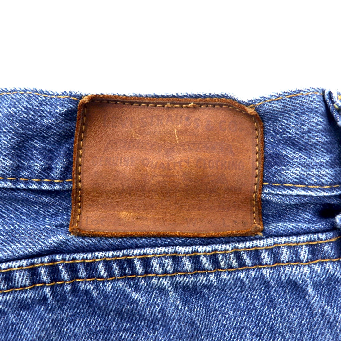 Levi's PREMIUM Big E Denim Pants W88 Blue Cotton Zipper Fly Leather Patch Button Back 8520
