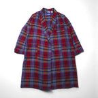 PENDLETON USA-Made Gown, Collarless Coat, XL, Red Wool Check